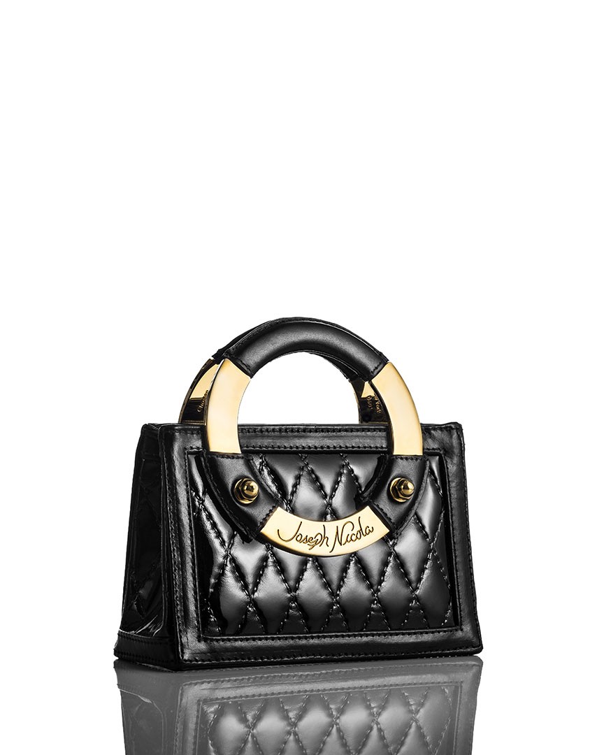 Mini Black Quilted Patent Leather Handbag