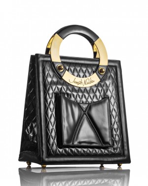 Mega Black Quilted Patent Leather Handbag