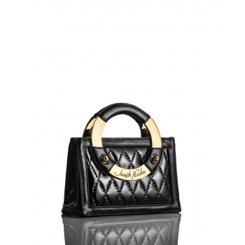 Mini Black Quilted Patent Leather Handbag