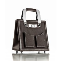 Medium Smoke Grey Nylon Handbag w/ Polished Stainless Steel Hardware