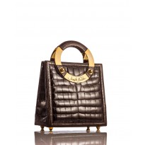 Medium Brown Glazed American Alligator Handbag